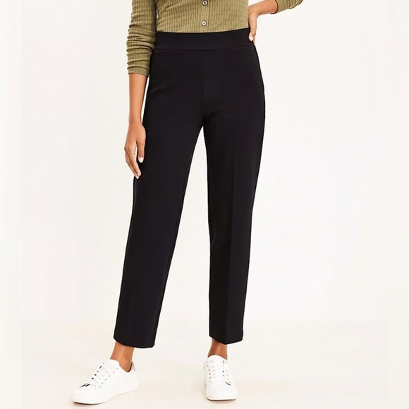 Loft Women's Small Black Pull On Straight Leg Ankle Crop Pants Ponte Stretch S - Picture 11 of 14